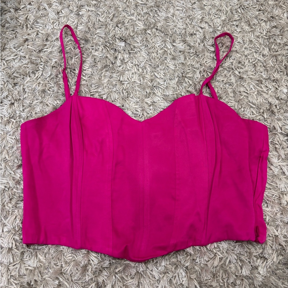 Zara Magenta Bustier Cropped Tank Top Size L